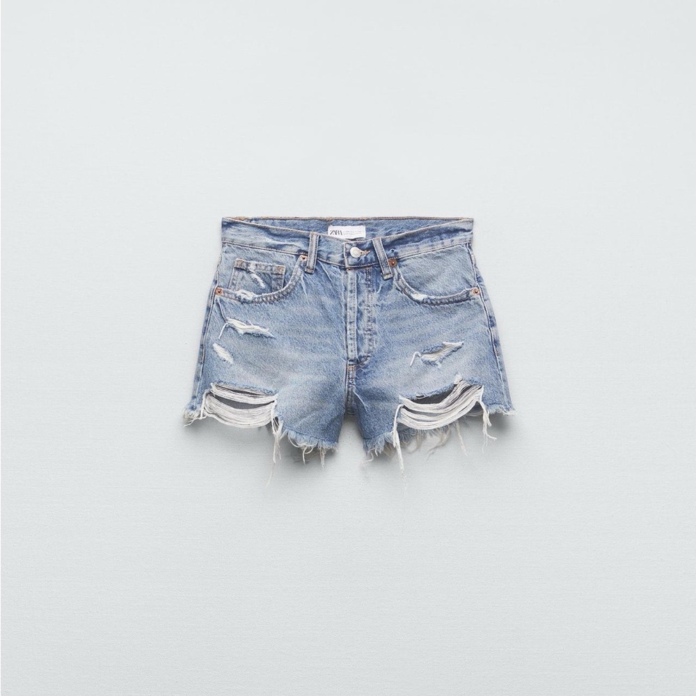 NWT ZARA TRF MID RISE DENIM SHORT